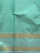 Semi Kanchi Silk Saree with Silver & Gold Zari Lines and Contrast Retta Petta Border