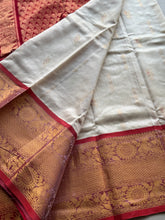Kuppadam Silk Cotton Saree – Soft Beige & Red with Traditional Golden Zari Border