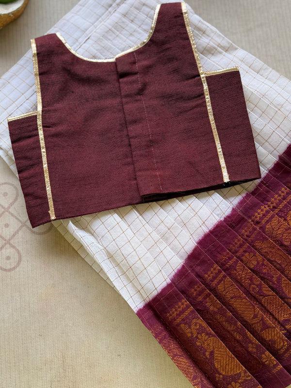 Yamuna - Kolam Crop Top & Sungudi Skirt Set Onam Edit