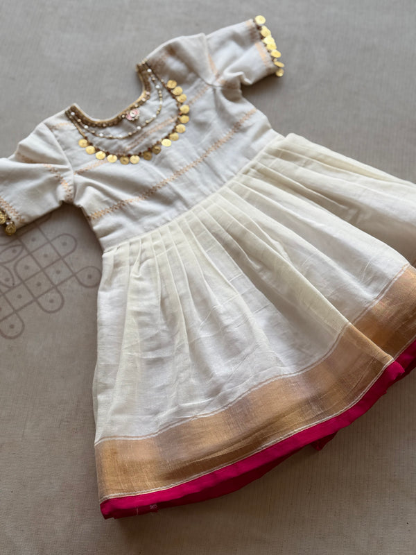 Saraswati Kids Frock Pink - Onam Edit