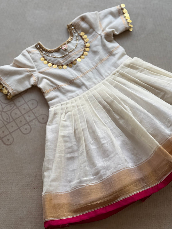 Saraswati Kids Frock Pink - Onam Edit