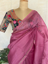 Vihira - Pure Silk Organza Saree with Subtle Sequin & Hakoba Lace Detailing