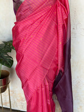 Madurai Pattu Saree with Pink Stripes & Contrast Purple Pallu