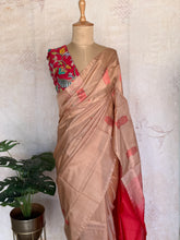 Madurai Pattu Saree with Contrast Red Pallu & Banarasi Blouse