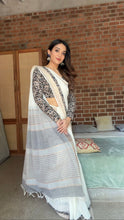 Diva X Ivory Jute Cotton Saree with Kalamkari Border -  Onam Edit