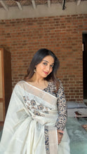 Diva X Ivory Jute Cotton Saree with Kalamkari Border -  Onam Edit