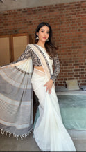 Diva X Ivory Jute Cotton Saree with Kalamkari Border -  Onam Edit