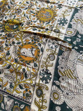 Kota Cotton Kalamkari Saree with Peacock Motif & Artistic Borders