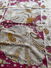 Kota Cotton Kalamkari Saree with Peacock Pallu & Floral Border Design