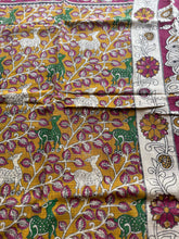 Kota Cotton Kalamkari Saree with Peacock Pallu & Floral Border Design