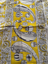 Kota Cotton Kalamkari Saree in Mustard Yellow with Floral & Bird Border