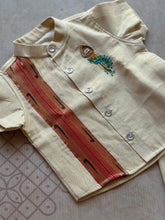 Velum Mayilum Boys Shirt & Dhoti Set with Paithani Detailing