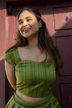 Anvidha Women Tussar Silk Top & Skirt Set with Subtle Zari Border | Designer Outfits