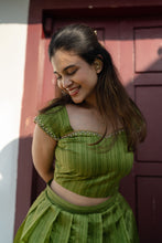 Anvidha Women Tussar Silk Top & Skirt Set with Subtle Zari Border | Designer Outfits