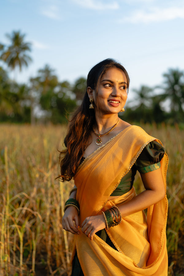 Bhrinda - Pure Chettinad Cotton Women Half Saree with Georgette Davani