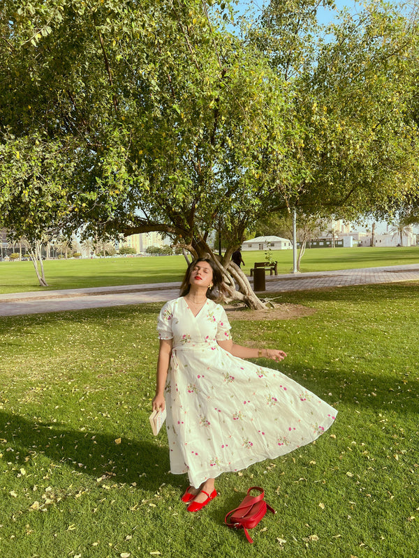 Multicolour Floral Embroidered Dress