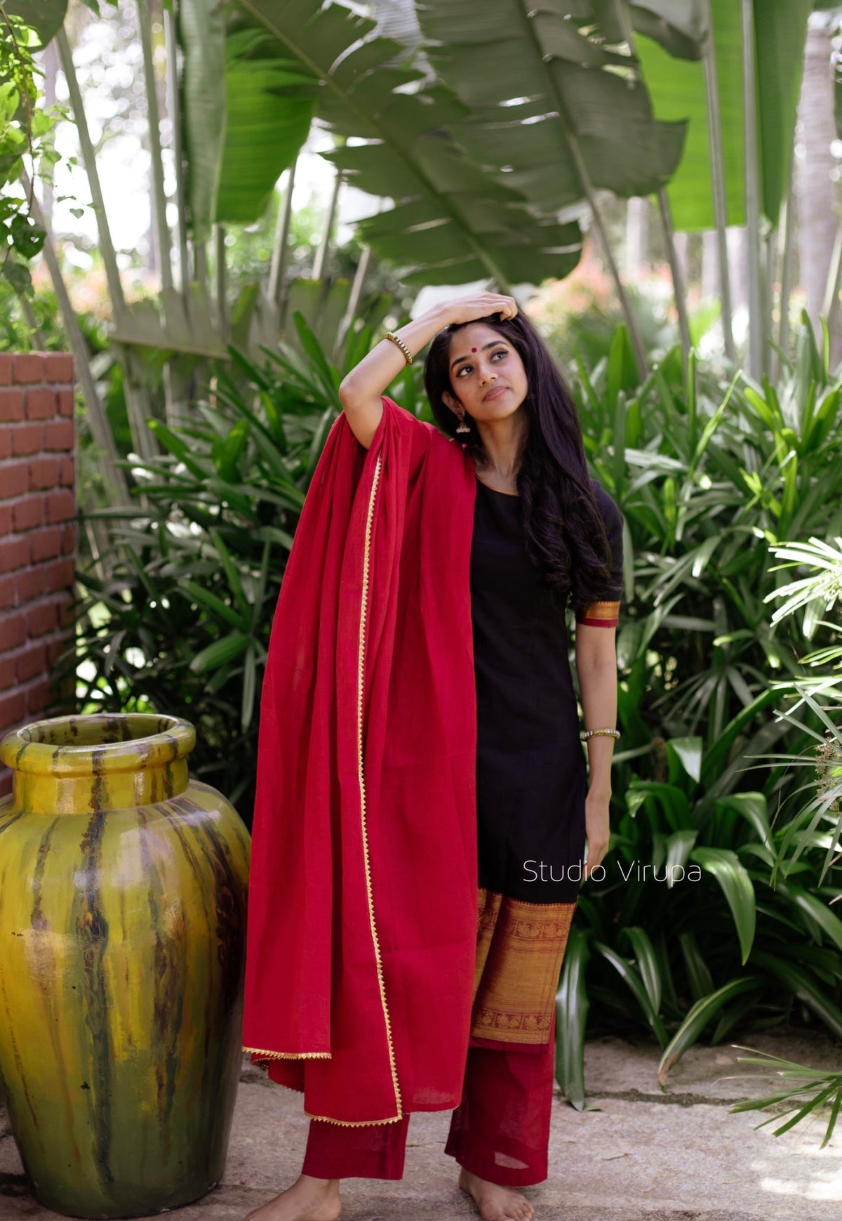 Abitha (Black) - Kurta + Pants + Dupatta