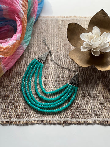 Teal beaded  necklace