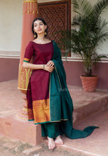 Abitha (Maroon) - Kurta + Pants + Dupatta